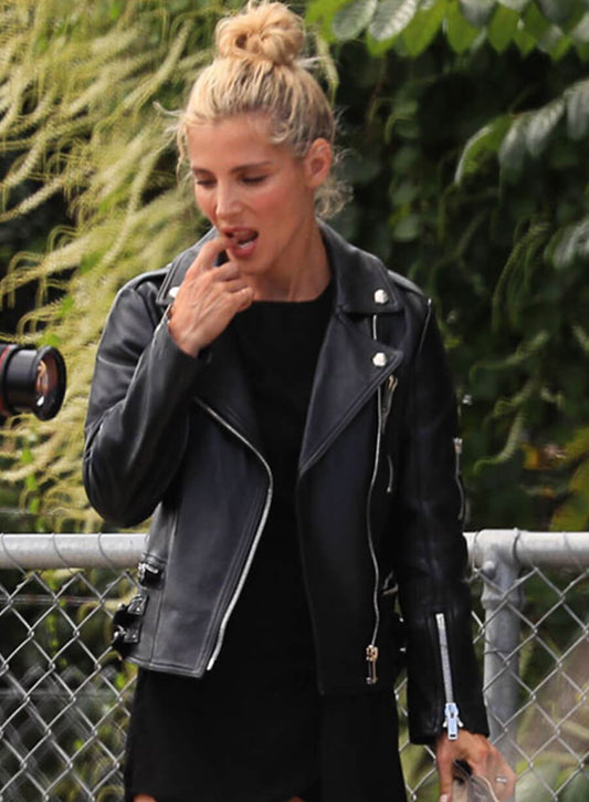 Elsa Pataky Black Leather Jacket