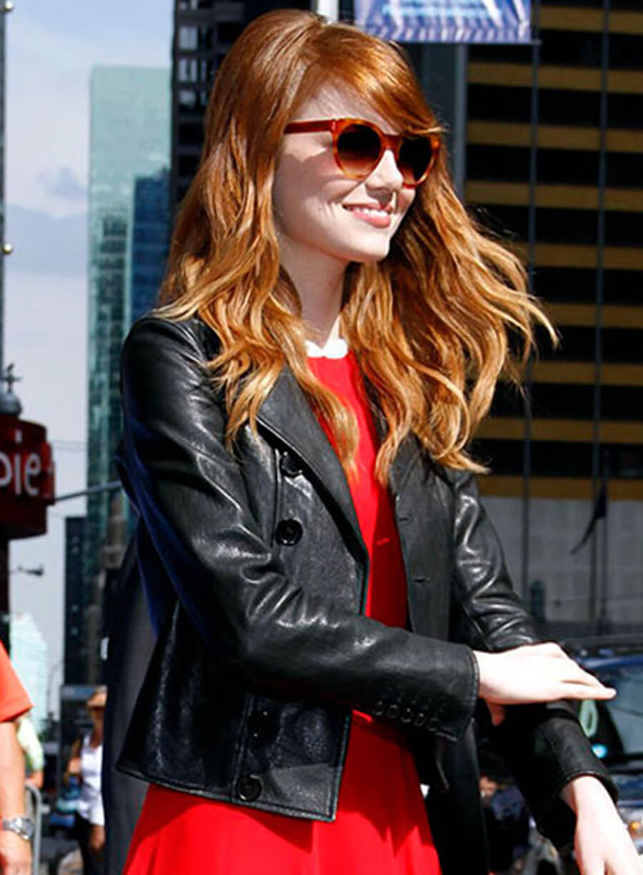 Emma Stone Black Leather Jacket