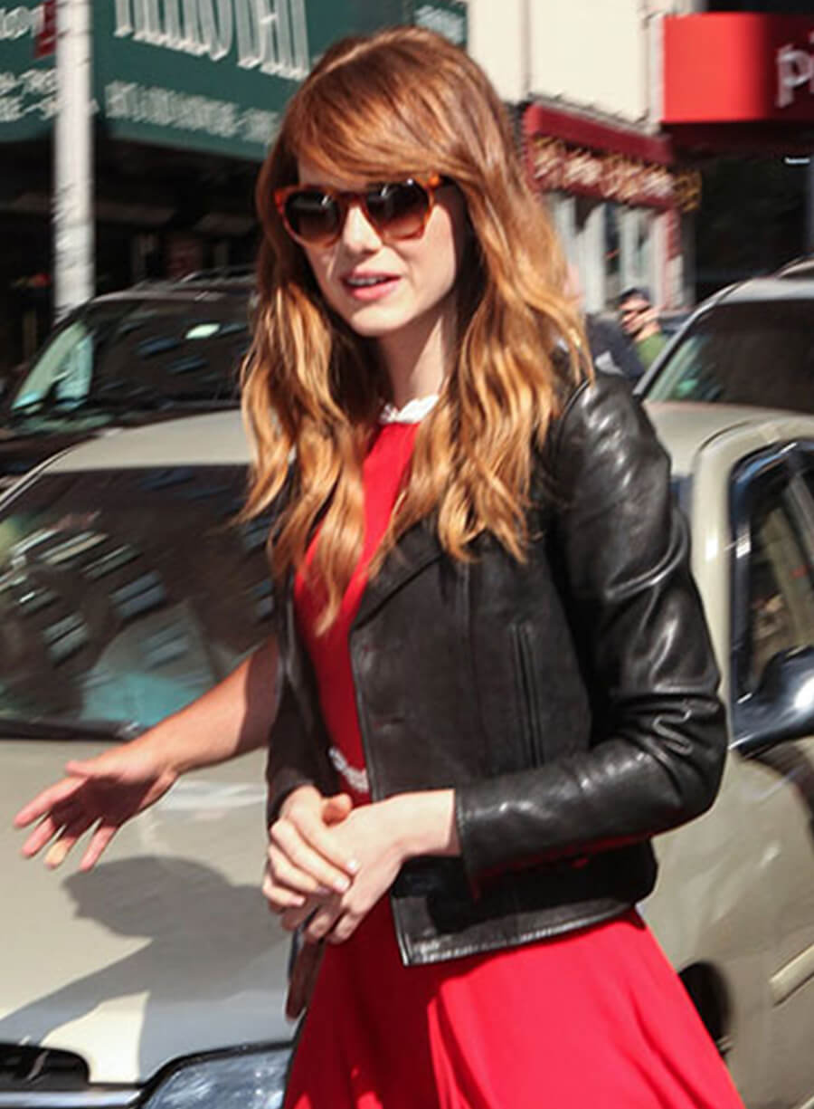 Emma Stone Black Leather Jacket