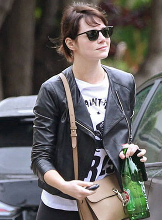 Emma Stone Black Leather Jacket