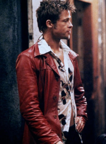 FC 1999 Brad Pitt Maroon Leather Jacket