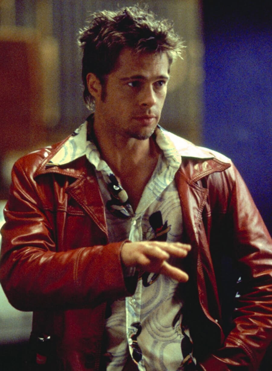 FC 1999 Brad Pitt Maroon Leather Jacket