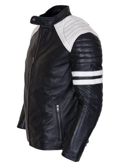 Fight Club Brad Pitt Black Biker Jacket