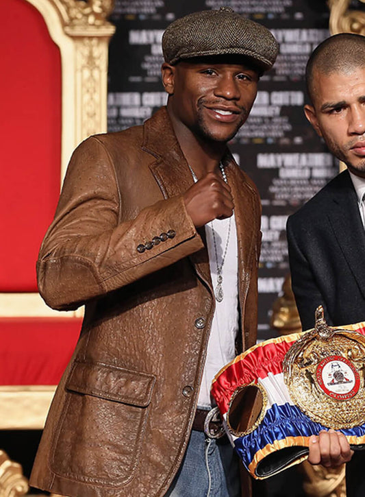 Floyd Mayweather Brown Leather Blazer