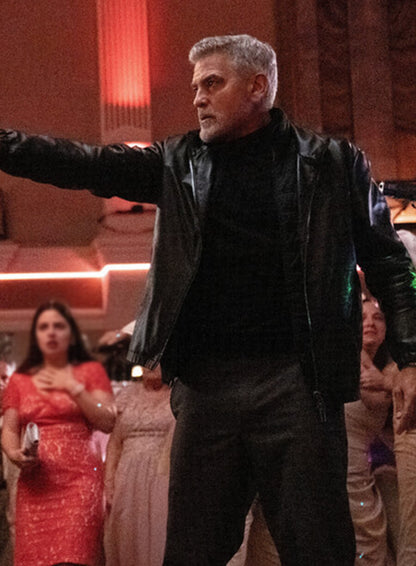 George Clooney Jack Wolfs 2024 Black Leather Jacket