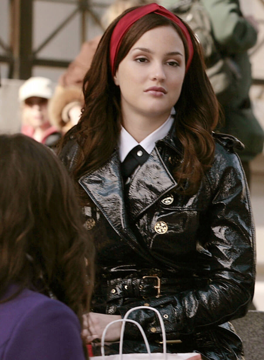 Gossip Girl Blair Waldrof Leather trench coat