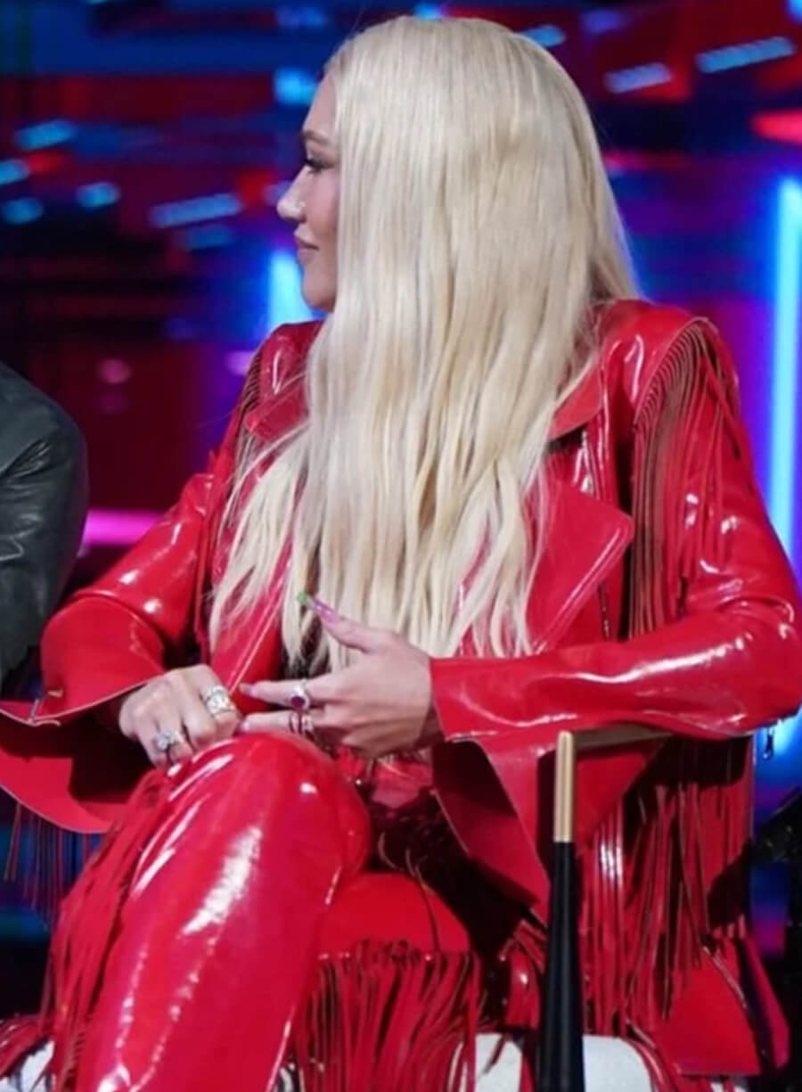 Gwen Stefani The Voice Red Leather Blazer