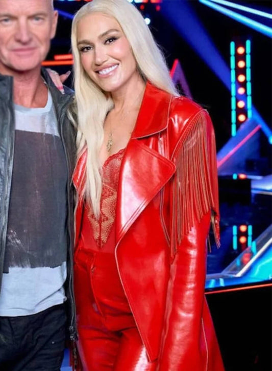 Gwen Stefani The Voice Red Leather Blazer