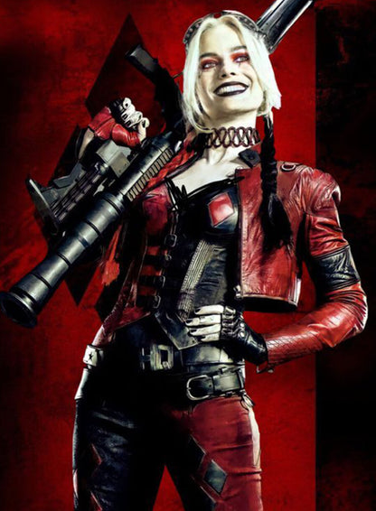 Harley Quinn Suicide Squad 2 Red Leather Jacket