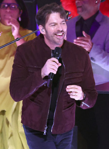 Harry Connick Jr. Super Bowl 2025 Suede Leather Jacket