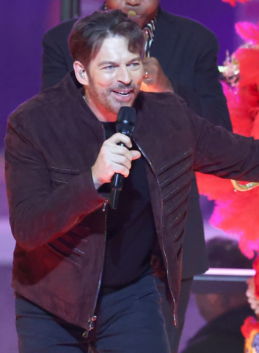 Harry Connick Jr. Super Bowl 2025 Suede Leather Jacket