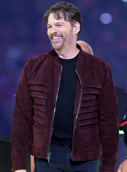 Harry Connick Jr. Super Bowl 2025 Suede Leather Jacket