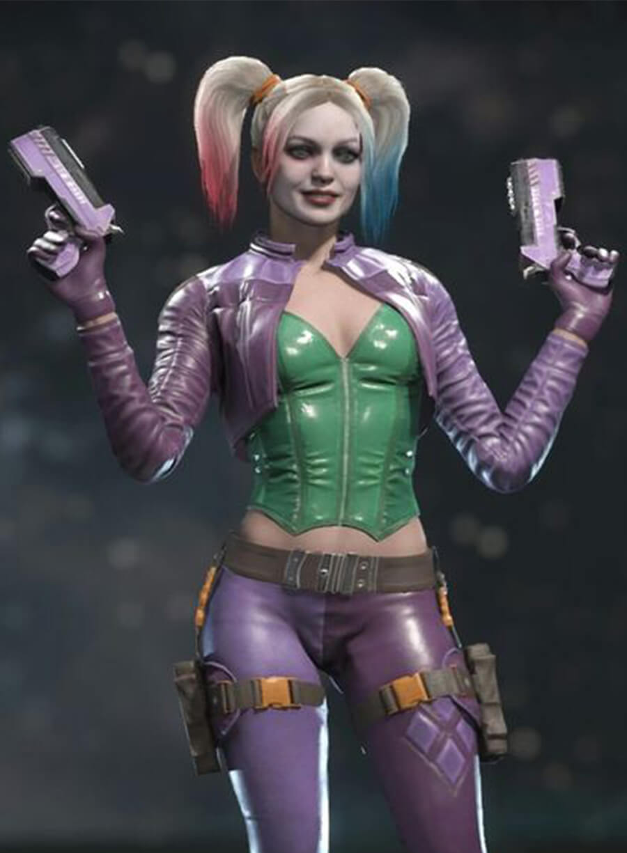 Injustice 2 Harley Quinn Purple Leather Jacket