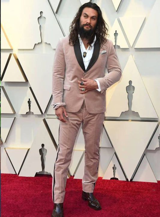 Jason Momoa Pink Velvet Suit