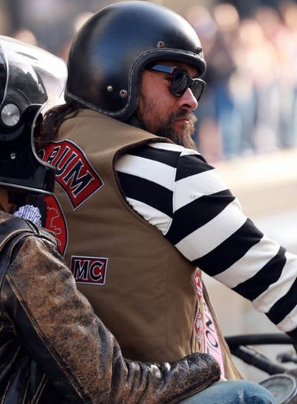 Jason Momoa The Bikeriders Premiere Brown Vest