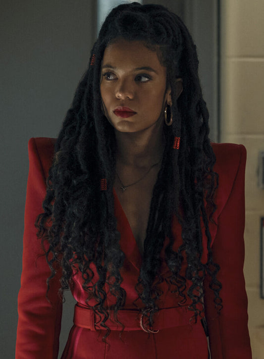 Jaz Sinclair Gen V 2023 Red Blazer Jumpsuit