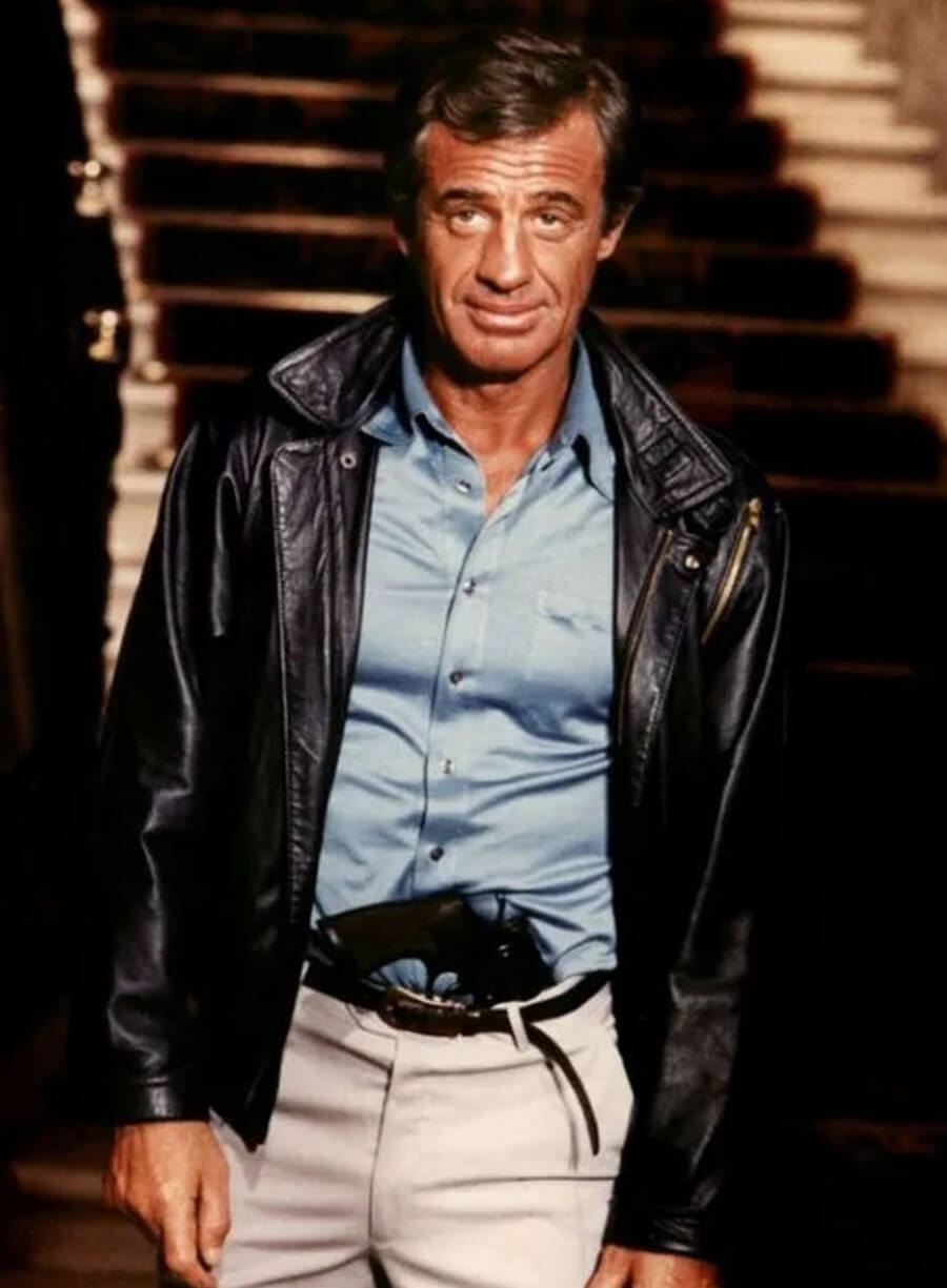 Jean-Paul Belmondo Blue Leather Jacket