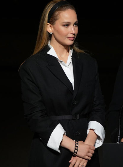 Jennifer Lawrence Black Wool Coat