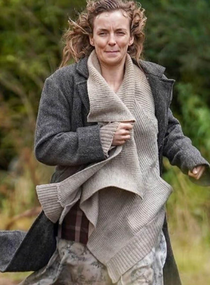 Jodie Comer 28 Years Later Grey Wool Coat