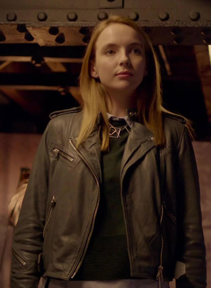 Jodie Comer Doctor Foster Grey Leather Jacket