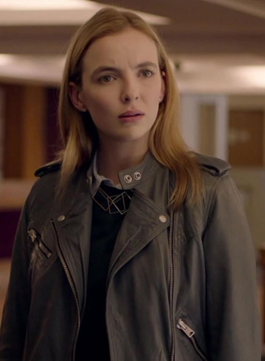 Jodie Comer Doctor Foster Grey Leather Jacket