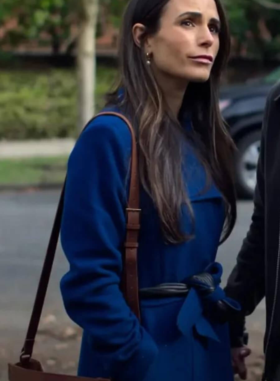 Jordana Brewster Cellar Door Blue Wool Coat