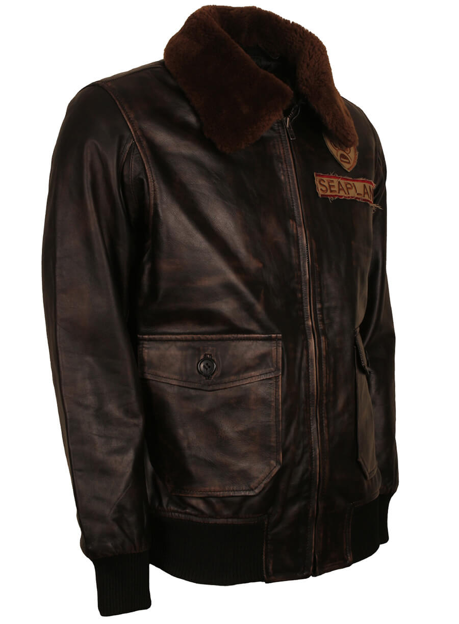 Jumanji Nick Jonas Seaplane Leather Jacket