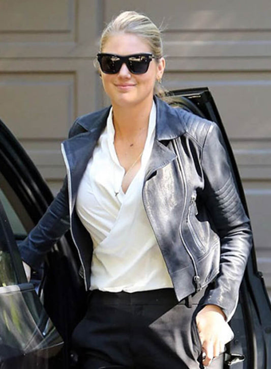 Kate Upton Black Leather Jacket