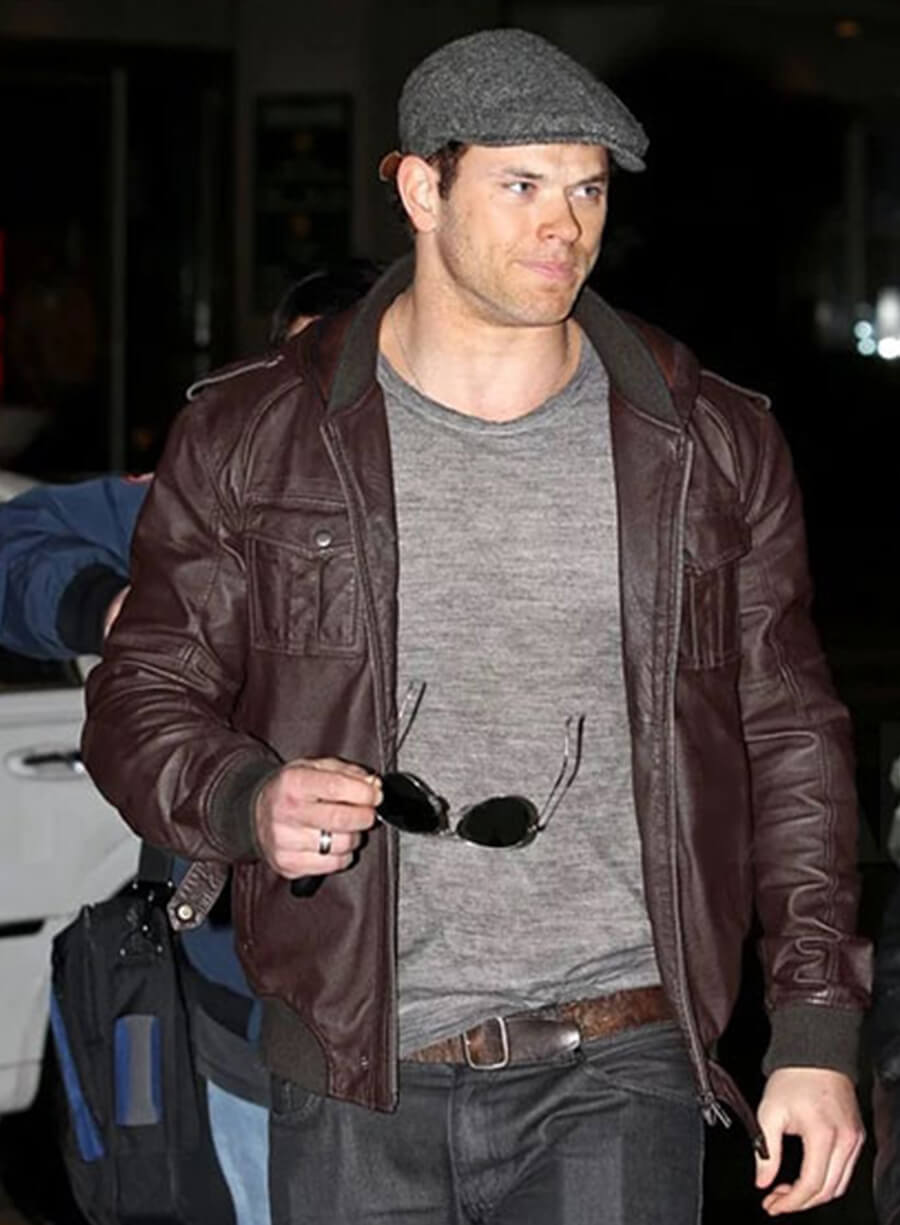 Kellan Lutz Brown Bomber Leather Jacket