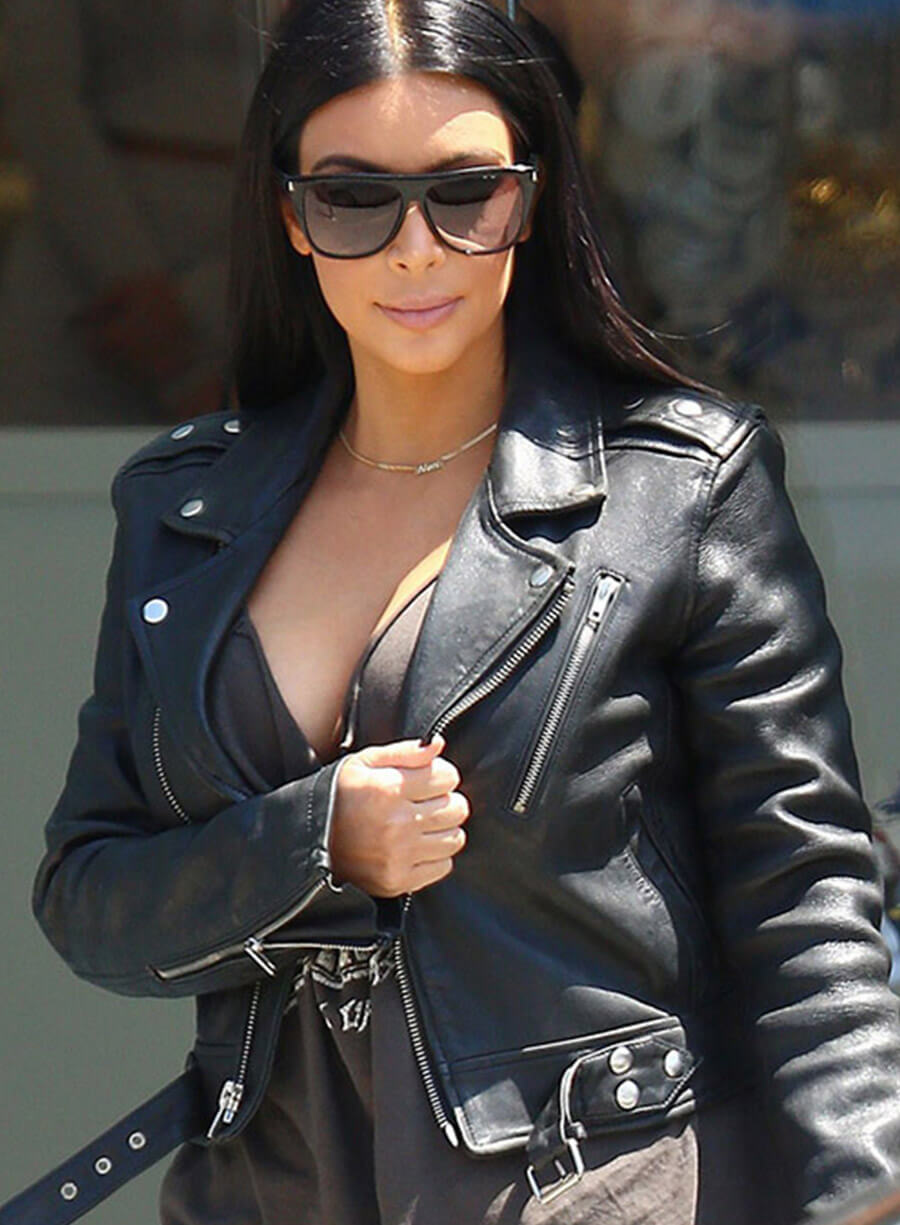 Kim Kardashian Black Leather Jacket