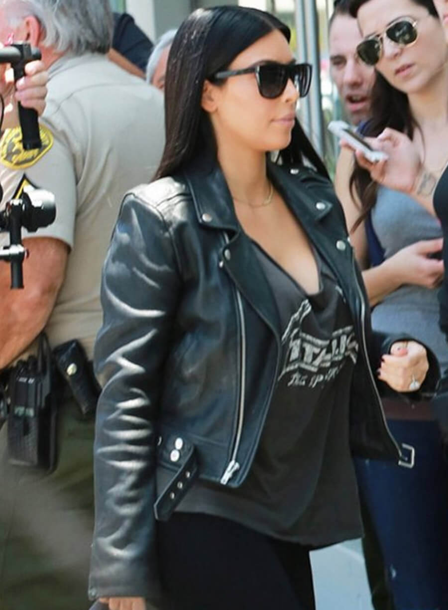 Kim Kardashian Black Leather Jacket