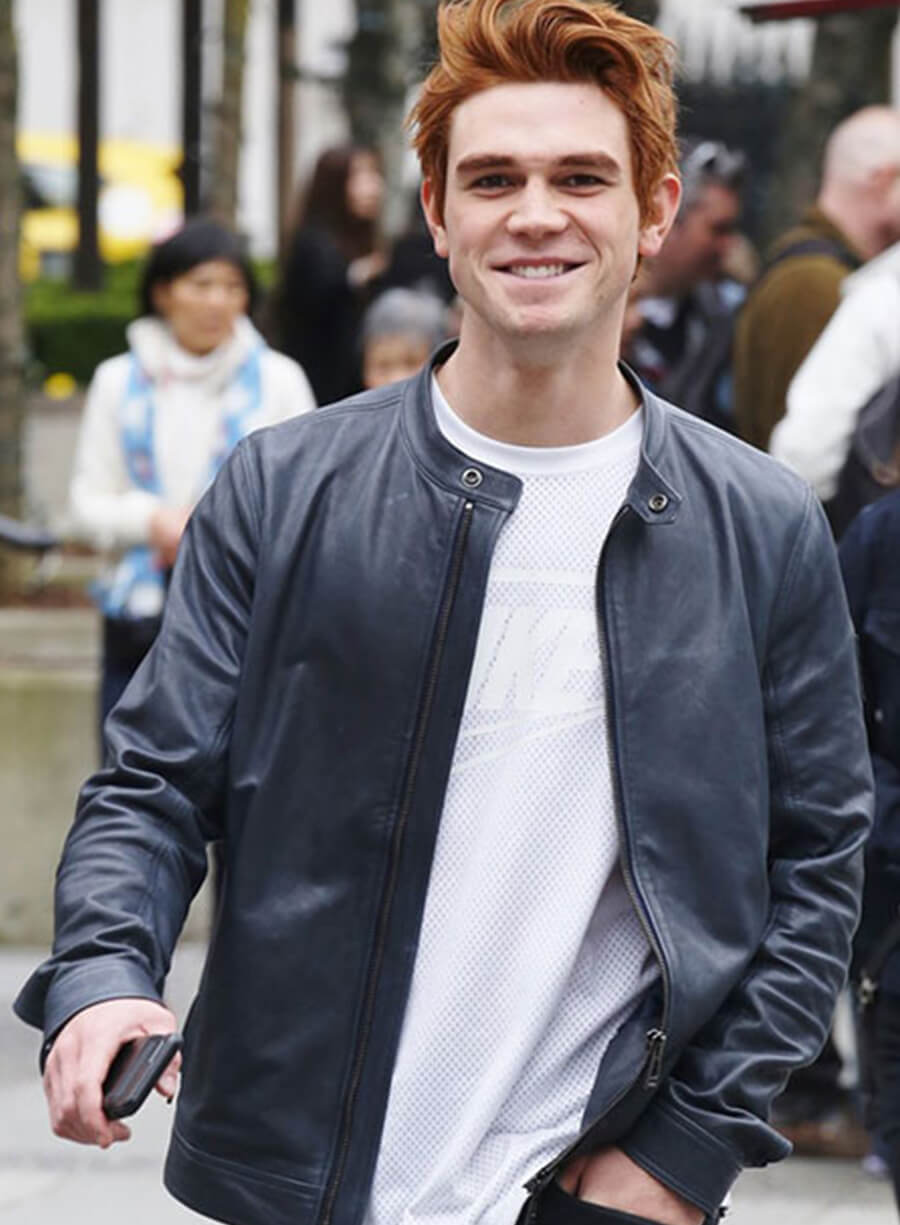 KJ Apa Blue Leather Jacket