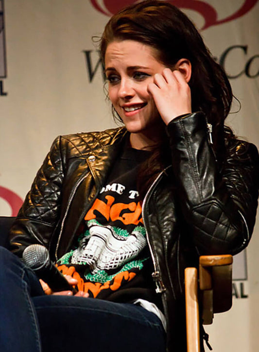 Kristen Stewart Black Leather Jacket