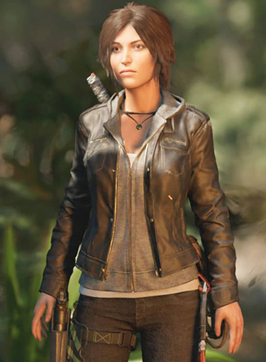 Lara Croft Rise of the Tomb Raider Black Leather Jacket