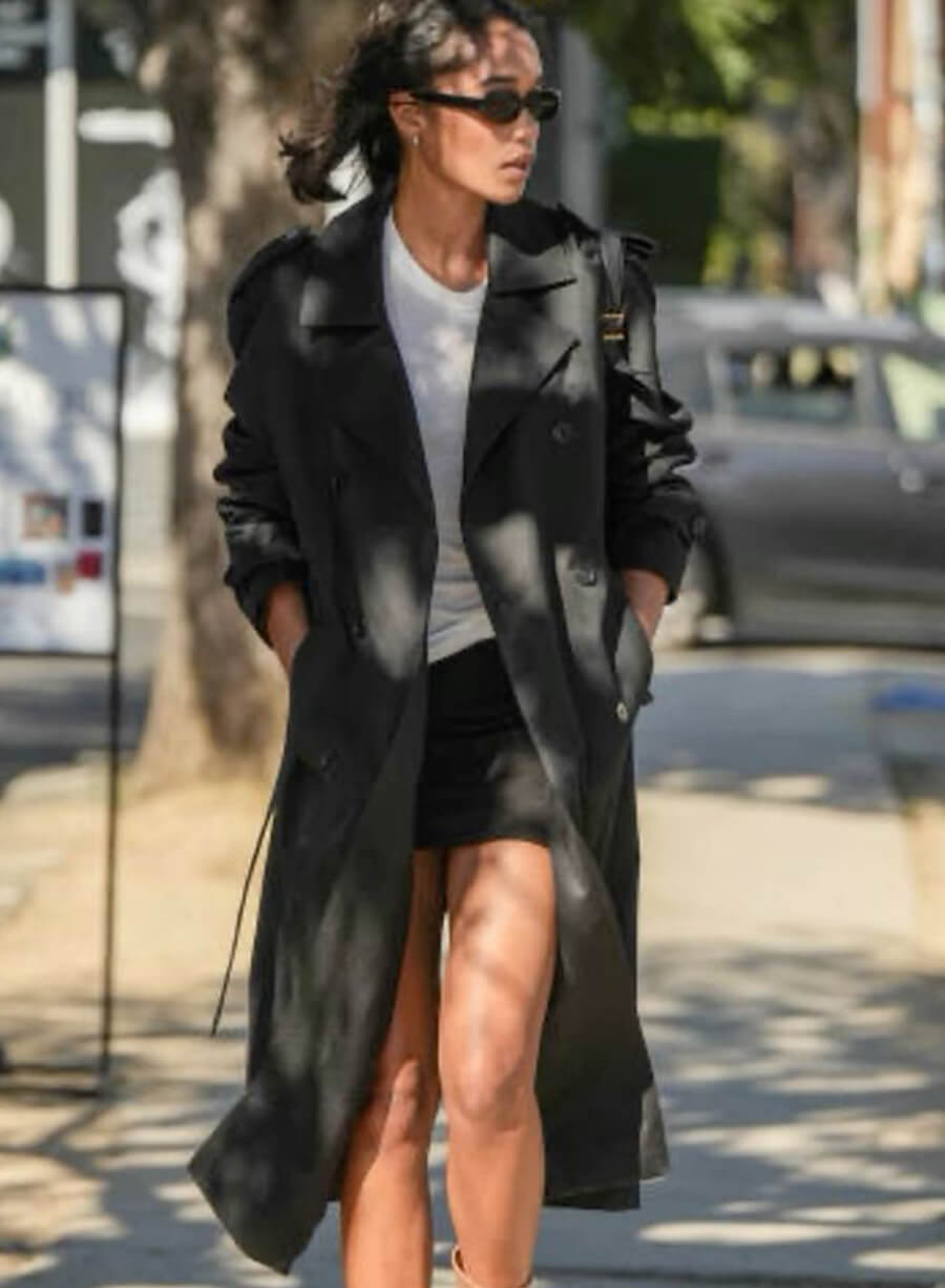 Laura Harrier Black Wool Coat