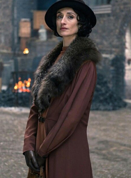 Lizzie Shelby Peaky Blinders Brown Fur Coat