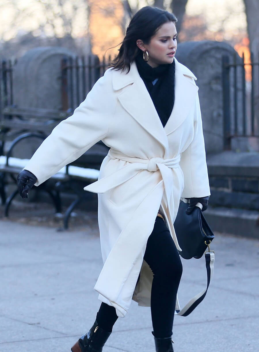 Mabel Mora Only Murders in the Building White Wool Coat