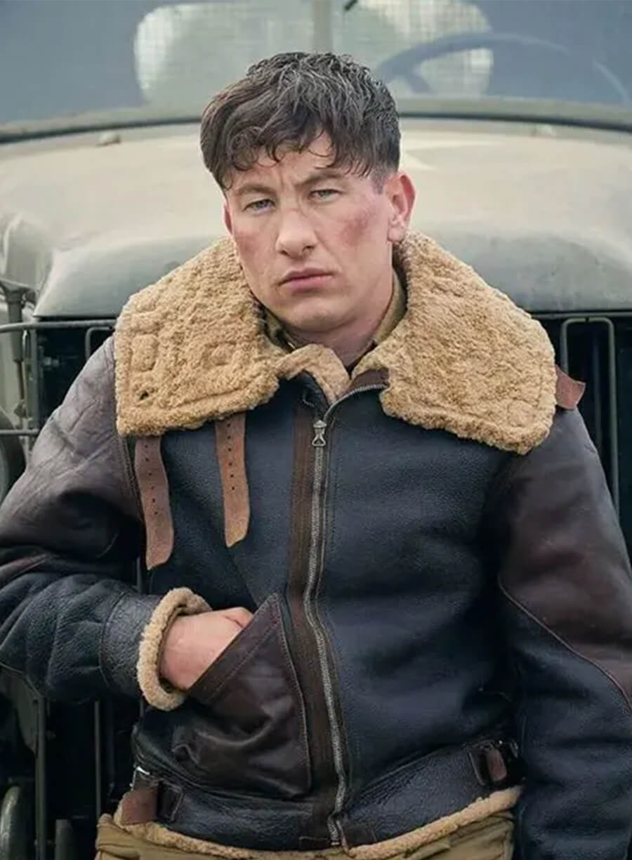 Masters Of The Air Barry Keoghan Shearling Leather Jacket