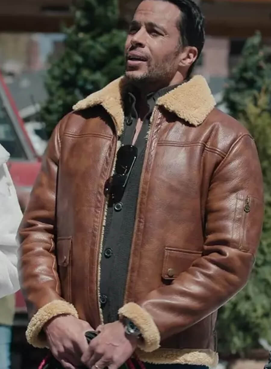 Matt Cedeño Best Christmas Ever Leather Shearling Jacket