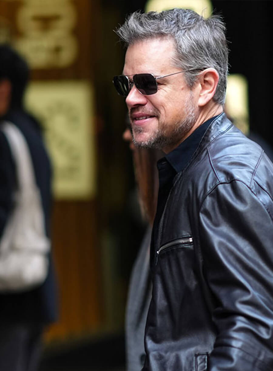 Matt Damon Black Leather Jacket