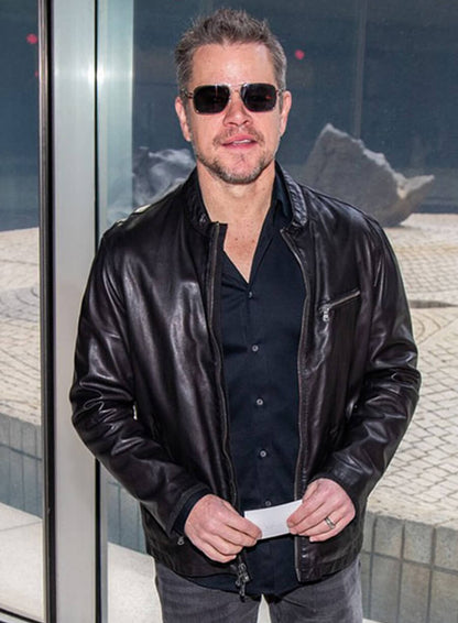 Matt Damon Black Leather Jacket