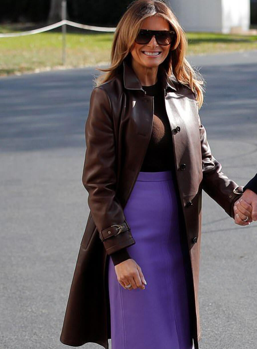 Melania Trump Brown Leather Coat