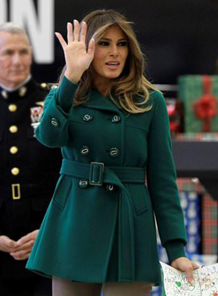 Melania Trump Green Wool Peacoat