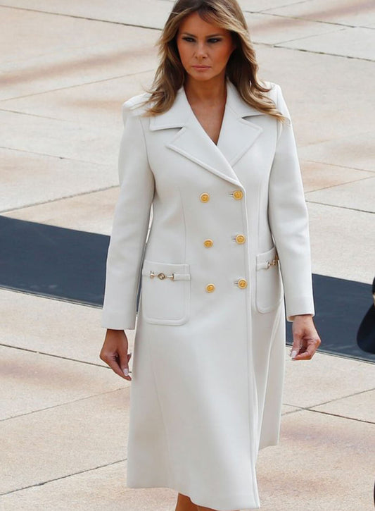 Melania Trump White Wool Coat