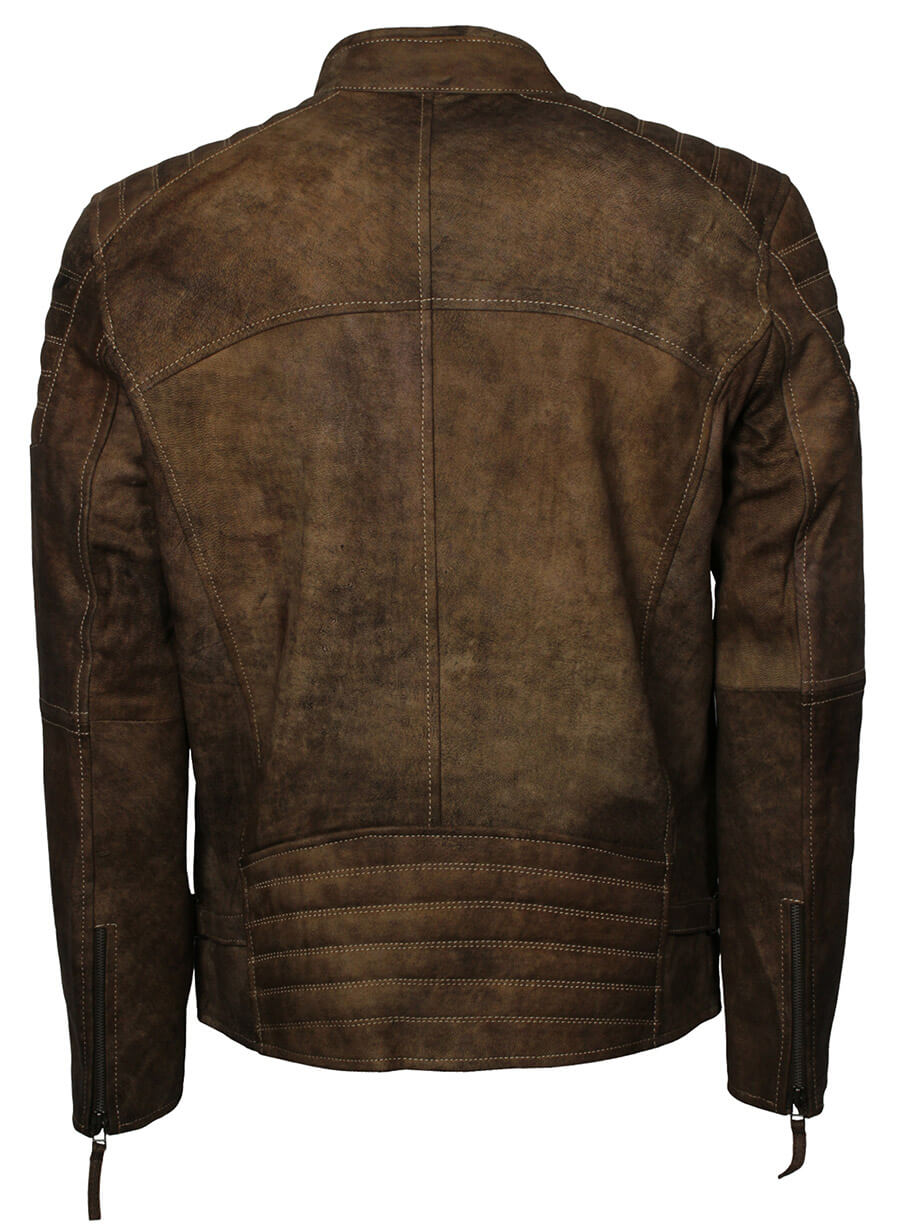 Men Fashion Brown Distressed Leather Jacket