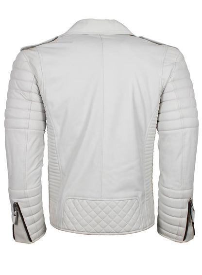 Men White Boda Biker Leather Jacket