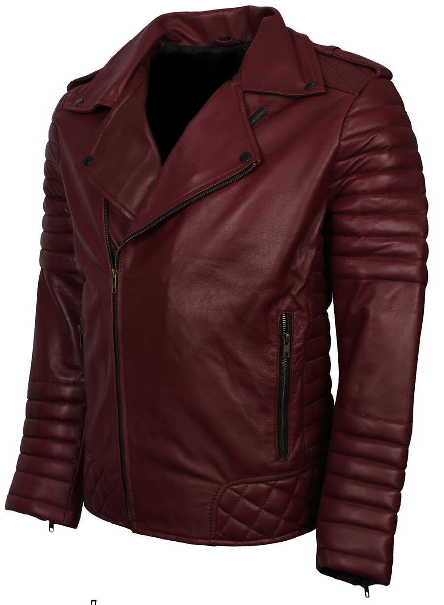Men's Biker Brando Maroon Leather Jacket