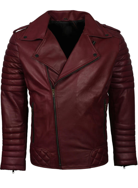 Men's Biker Brando Maroon Leather Jacket