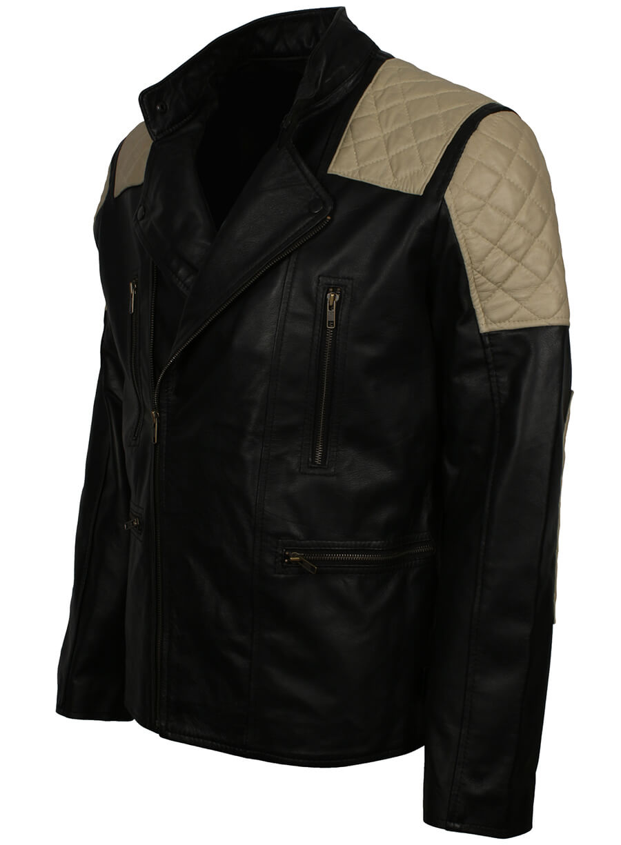 Men's Black Brando Style Biker Leather Jacket