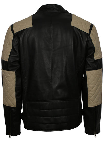 Men's Black Brando Style Biker Leather Jacket